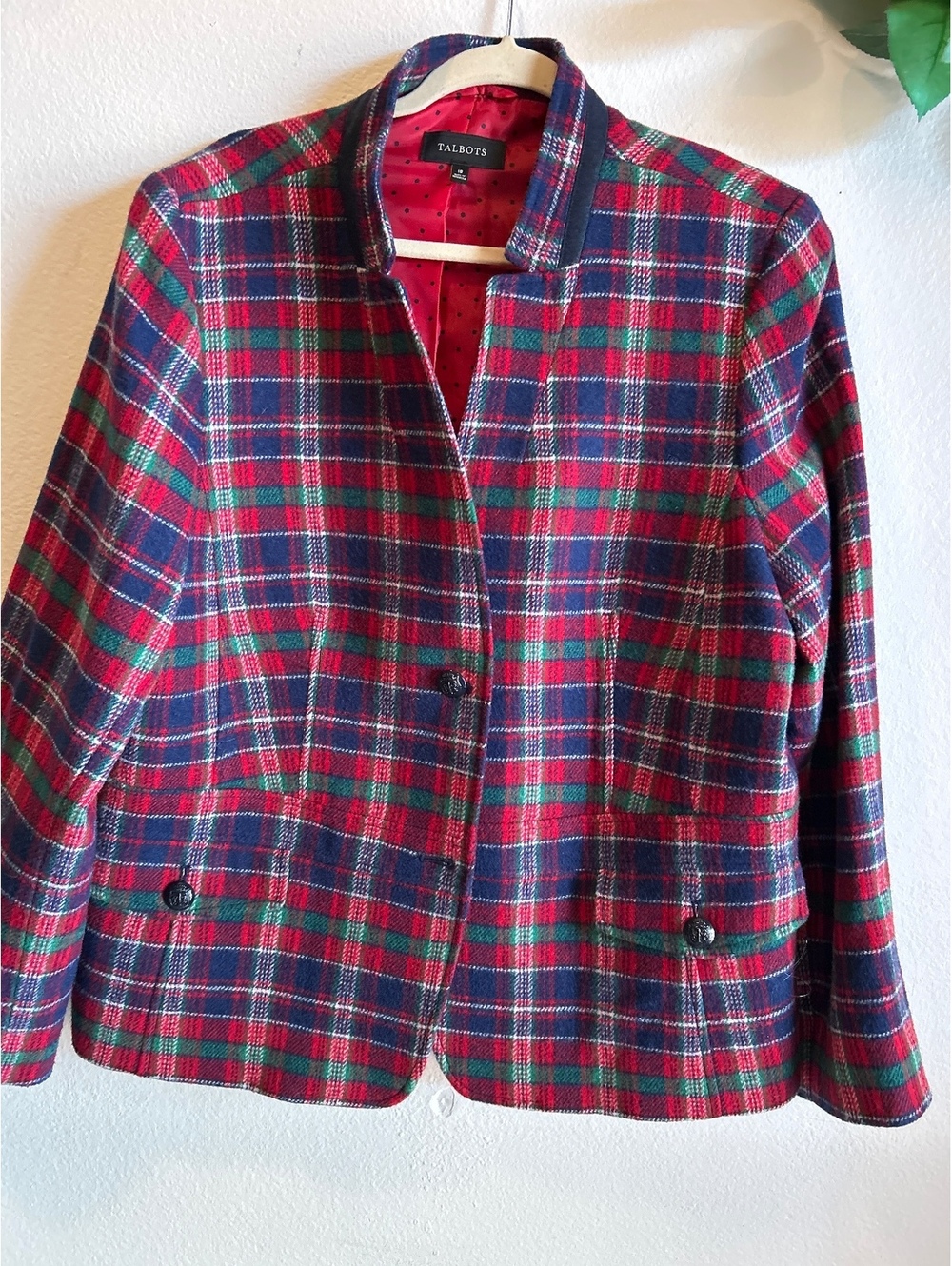 Talbots Women's Plaid Wool Blend Blazer Jacket Size 18